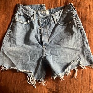 Agolde Criss Cross High Waist Denim Shorts